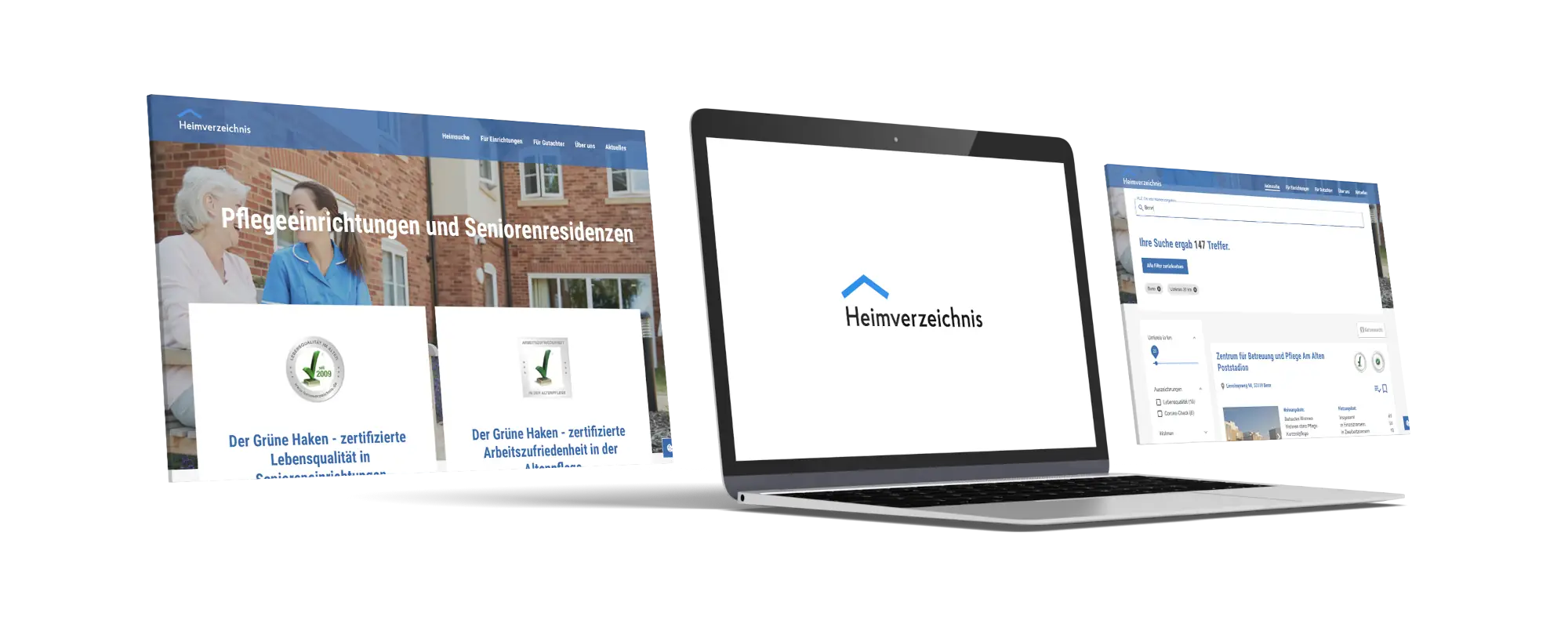 Bild von drei Heimverzeichnis Webseiten